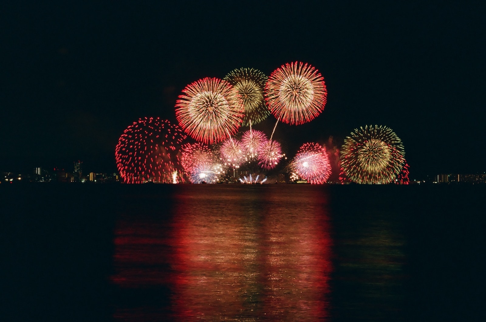 mirror photography of fireworks display
